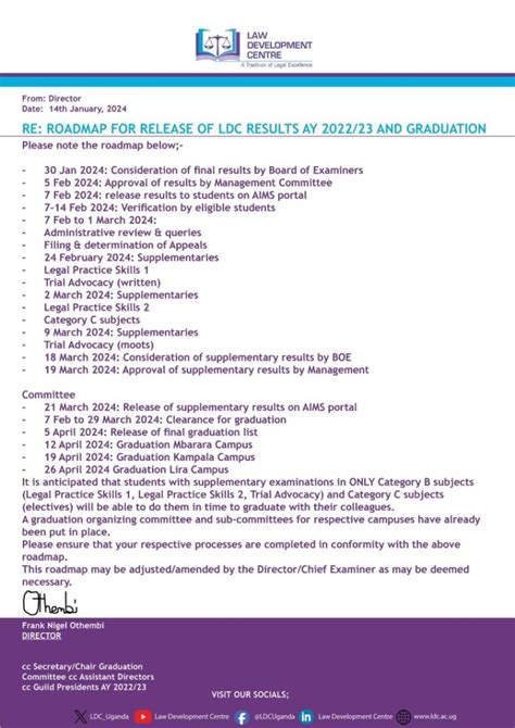 LDC Announces Roadmap, Date for Graduation 2024 .